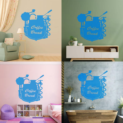 Wall Stickers Coffee Break Coffee Shop Restaurant Cafe Can Modify And Add Information