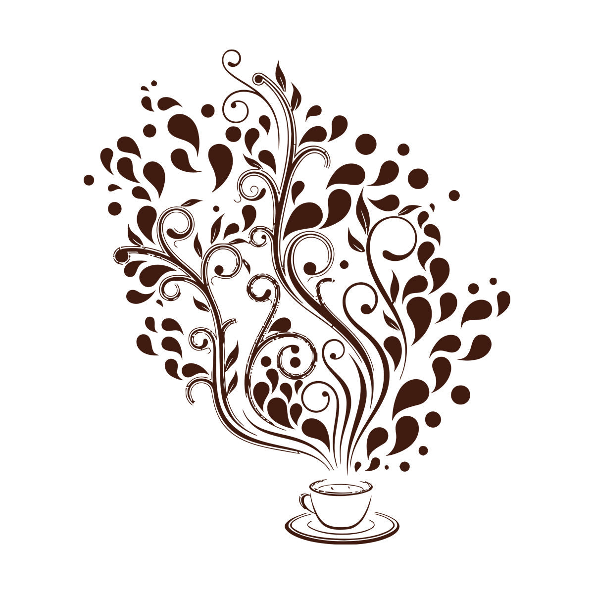 Wall Decals Pvc Cup Coffee Cafe Tea Kitchen Bar Restaurant Glass Stickers