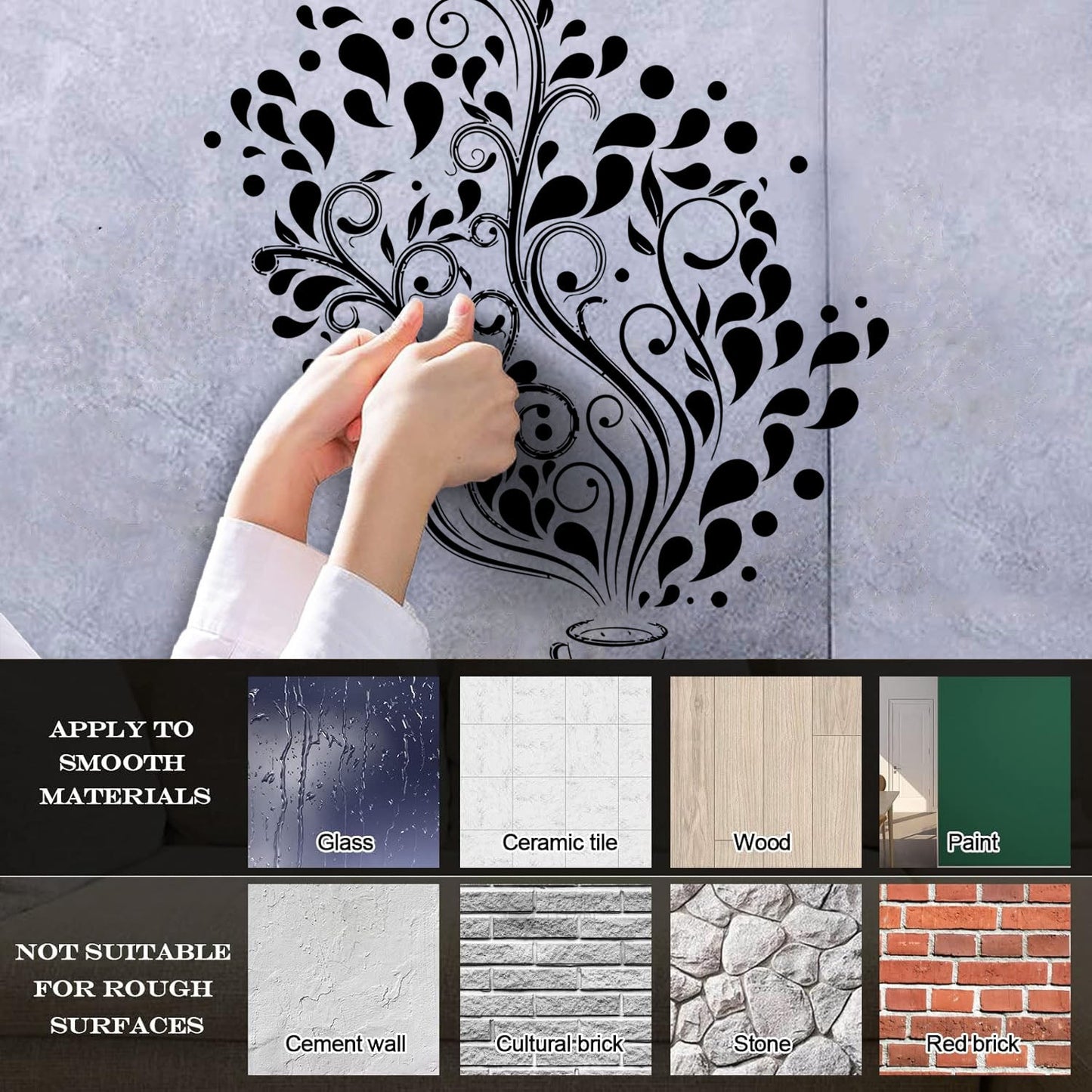 Wall Decals Pvc Cup Coffee Cafe Tea Kitchen Bar Restaurant Glass Stickers