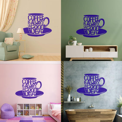 Lettering Stickers Cup Coffee Words Phrase Lettering Cafe Kitchen Store Decoration