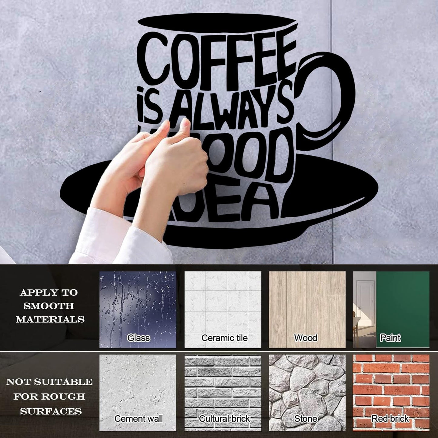 Lettering Stickers Cup Coffee Words Phrase Lettering Cafe Kitchen Store Decoration