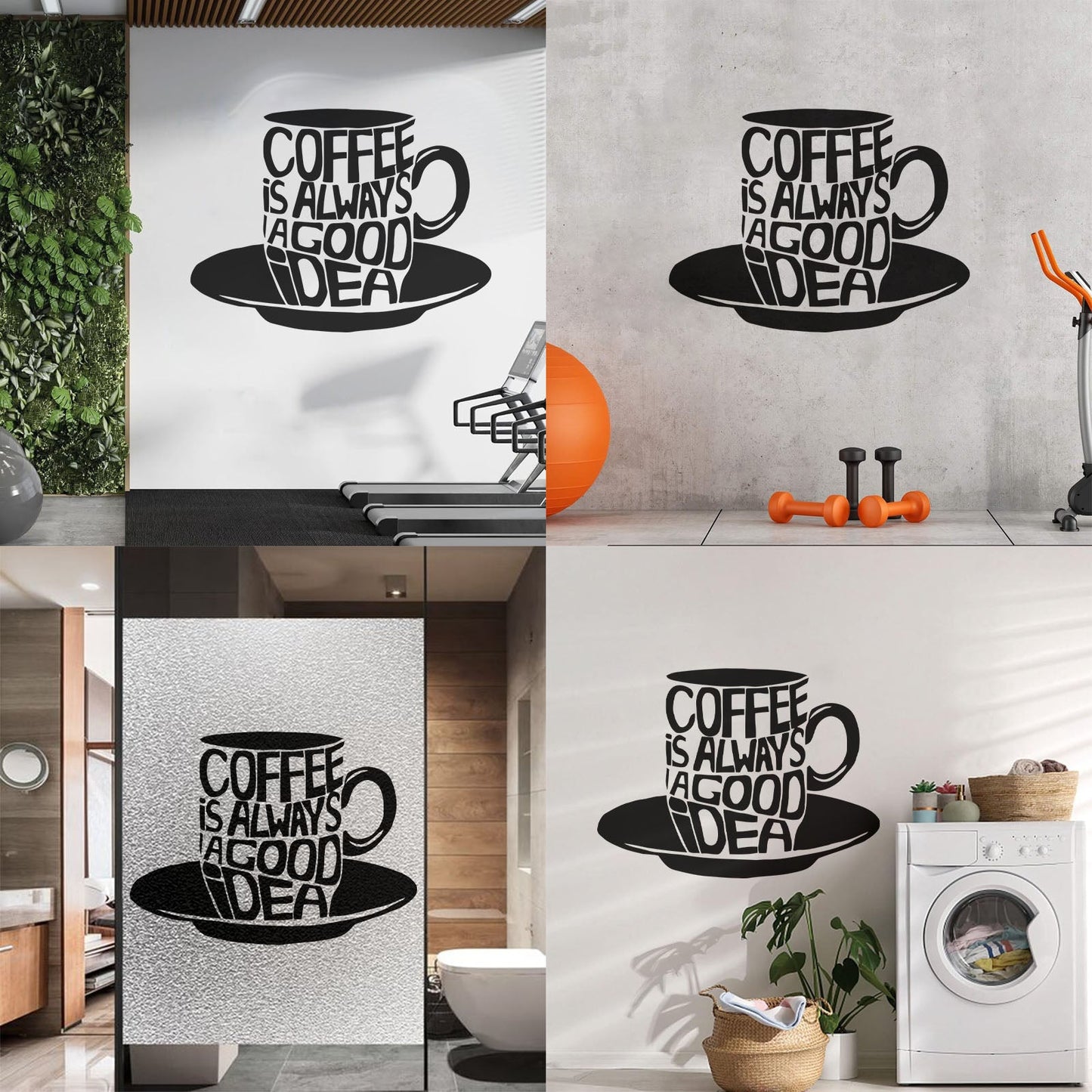 Lettering Stickers Cup Coffee Words Phrase Lettering Cafe Kitchen Store Decoration