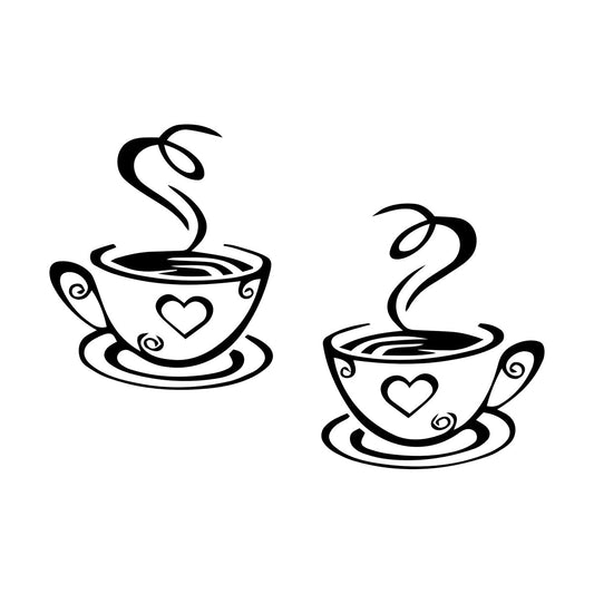 Wall Decals Paster Paper Cup Love Kitchen Coffee Cafe Tattoo Culture