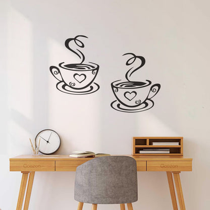 Wall Decals Paster Paper Cup Love Kitchen Coffee Cafe Tattoo Culture