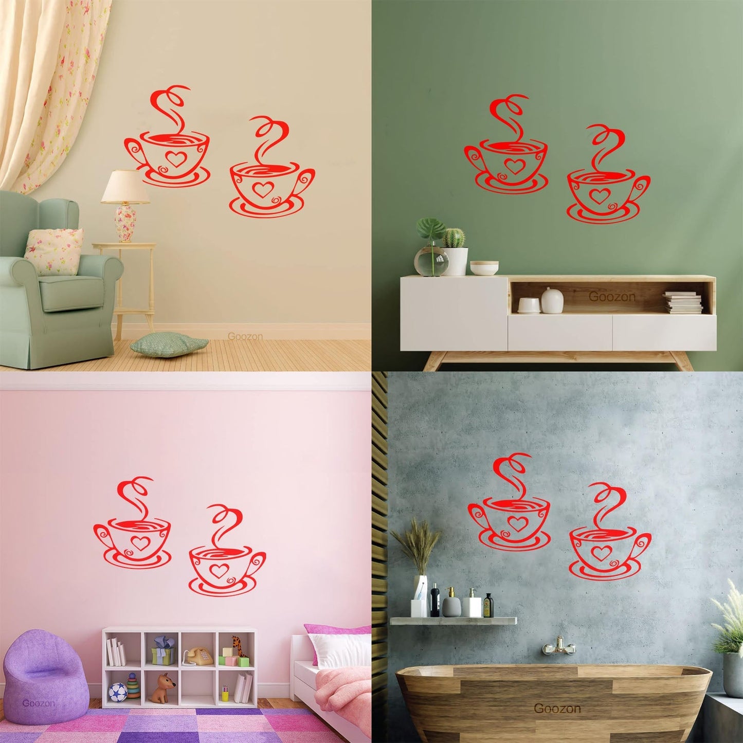 Wall Decals Paster Paper Cup Love Kitchen Coffee Cafe Tattoo Culture