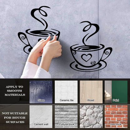 Wall Decals Paster Paper Cup Love Kitchen Coffee Cafe Tattoo Culture