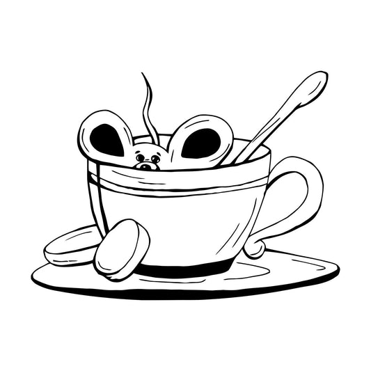 Cup Of Coffee Tea Mouse Cafe Vinyl Wall Stickers Removable Without Leaving Glue