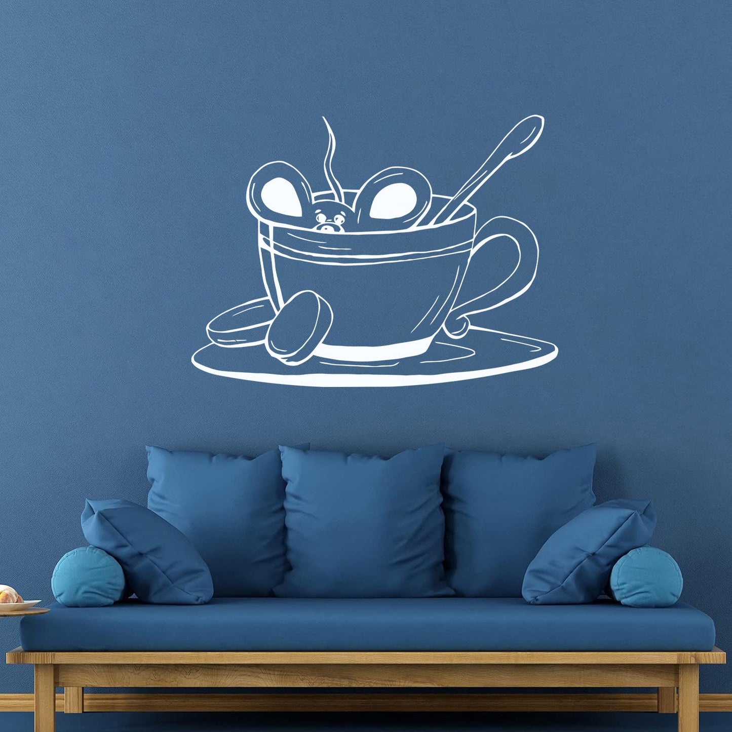 Cup Of Coffee Tea Mouse Cafe Vinyl Wall Stickers Removable Without Leaving Glue