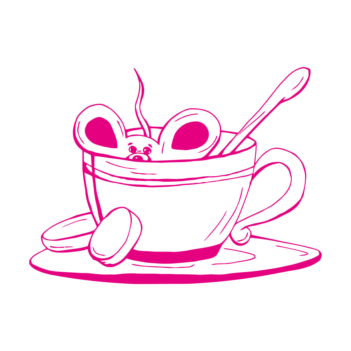 Cup Of Coffee Tea Mouse Cafe Vinyl Wall Stickers Removable Without Leaving Glue