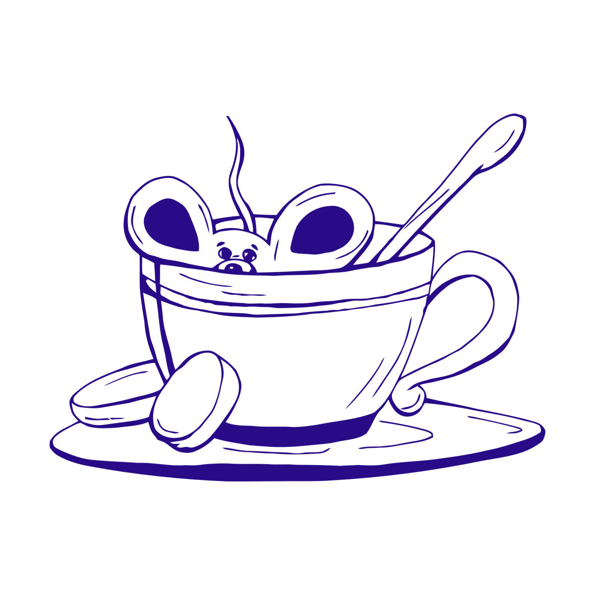 Cup Of Coffee Tea Mouse Cafe Vinyl Wall Stickers Removable Without Leaving Glue