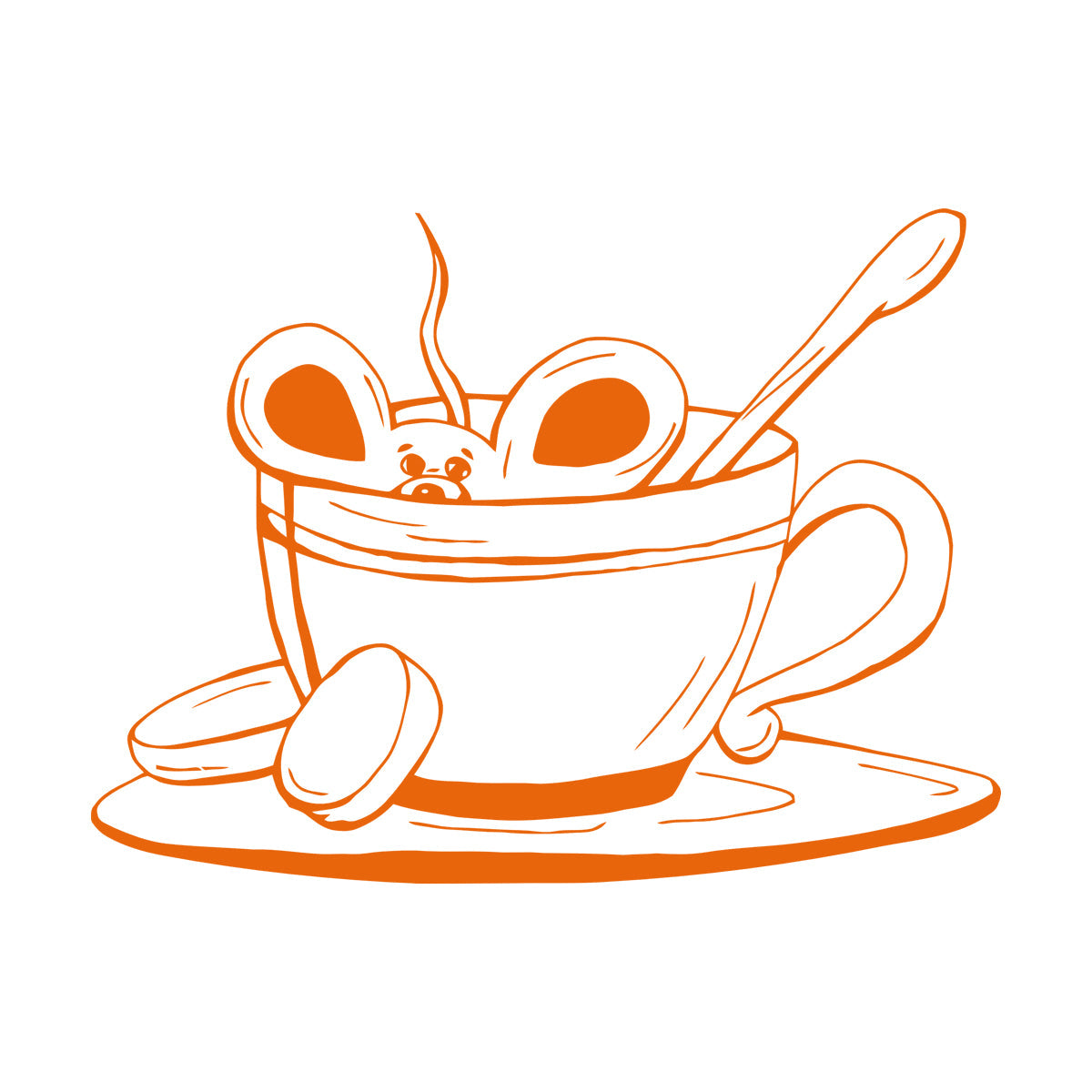 Cup Of Coffee Tea Mouse Cafe Vinyl Wall Stickers Removable Without Leaving Glue