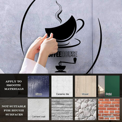 Wall Decals Cup Of Tea Coffeehouse Hot Drinks Kitchen Cafe Self Adhesive