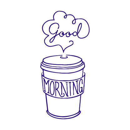 Engraving Decals Good Morning Word Inscription Cup Coffee Multi Color Selection