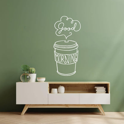 Engraving Decals Good Morning Word Inscription Cup Coffee Multi Color Selection