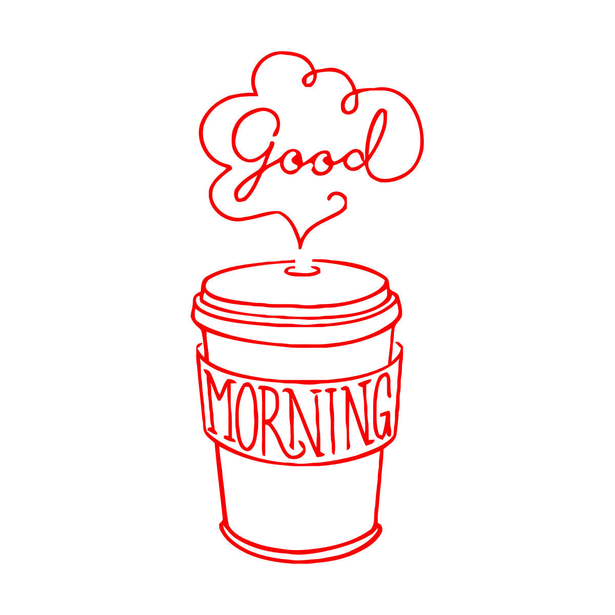 Engraving Decals Good Morning Word Inscription Cup Coffee Multi Color Selection