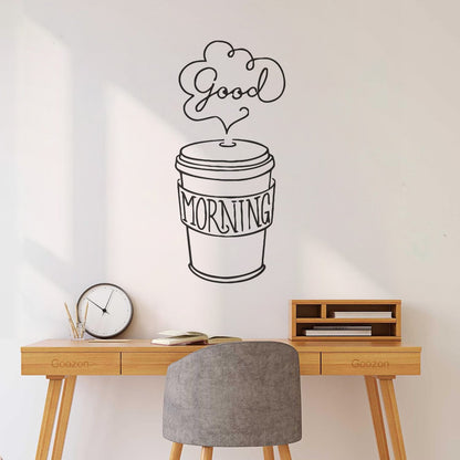 Engraving Decals Good Morning Word Inscription Cup Coffee Multi Color Selection