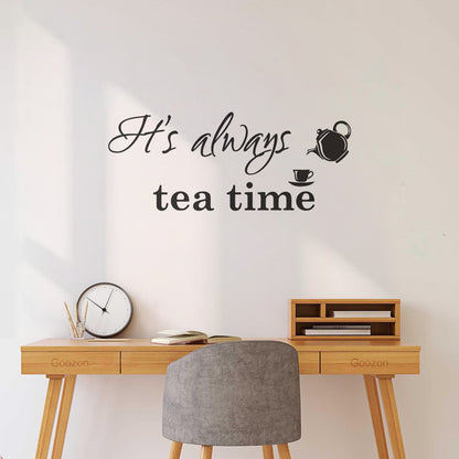 Kitchen Cafe Restaurant Coffee Tea Quote Words Phrase Mural And Wall Vinyl Decal Equipped With Transfer Film Kit
