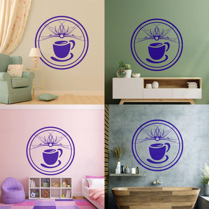 Wall Vinyl Sticker Decor Pattern Coffee Cup Tae Kitchen Art Mural Painting