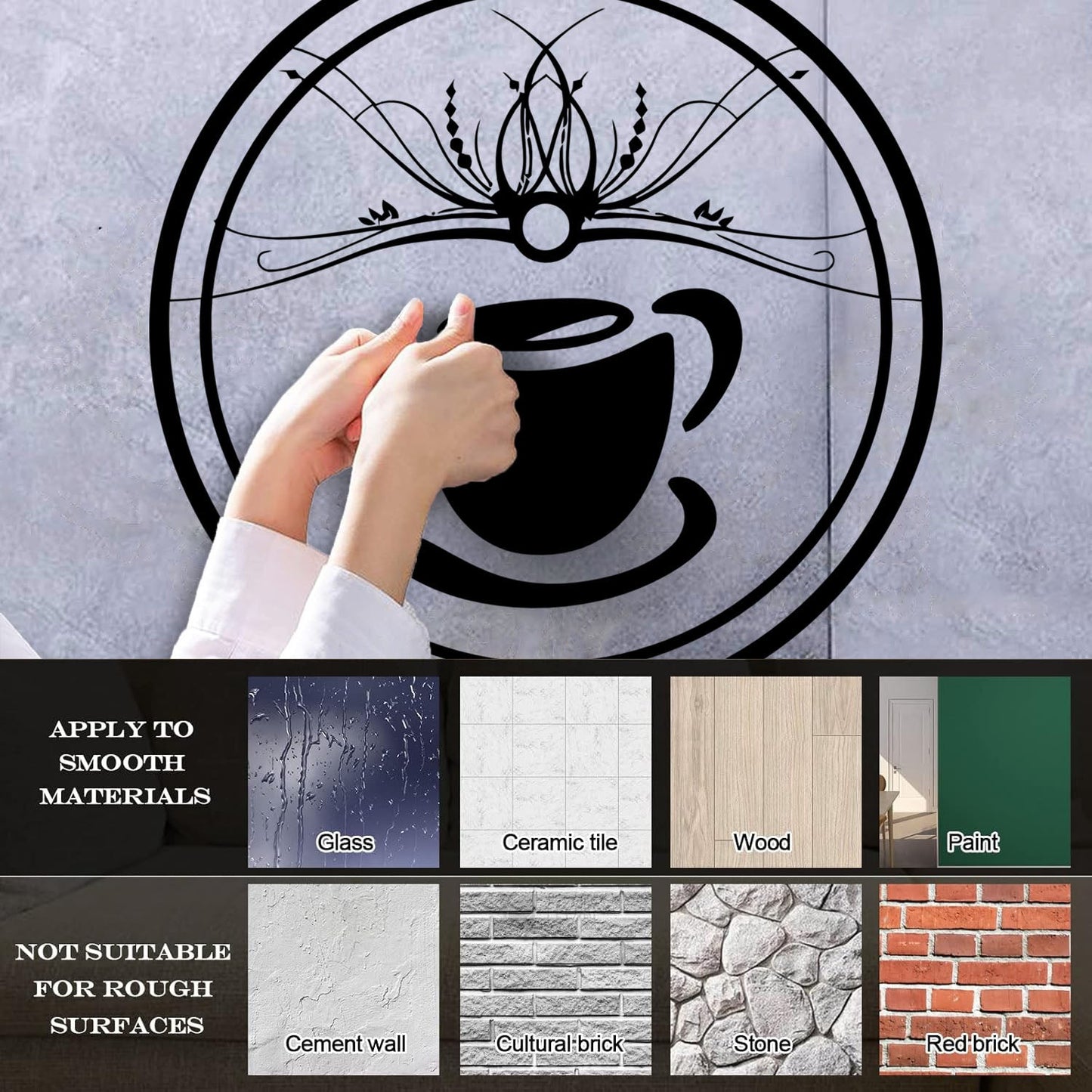 Wall Vinyl Sticker Decor Pattern Coffee Cup Tae Kitchen Art Mural Painting