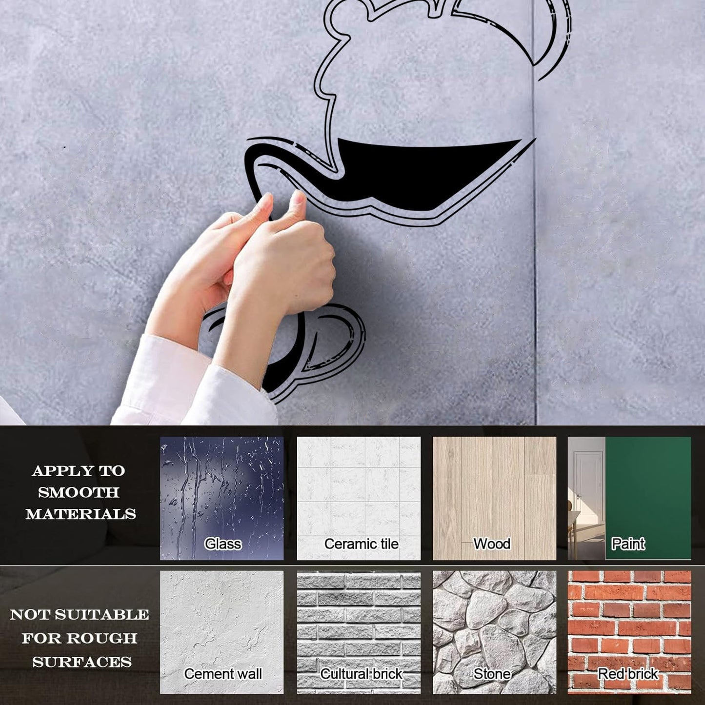 Fine Carving Stickers Tea Coffee Drinks Kitchen Cafe Kettle Cup Multiple Size Options