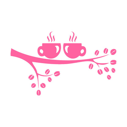 Branch Coffee Tree Cups Good Morning Engraving Stickers Can Modify And Add Information