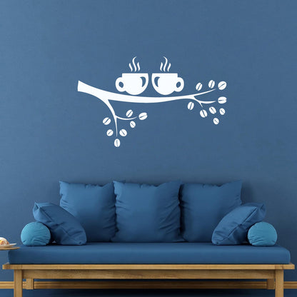 Branch Coffee Tree Cups Good Morning Engraving Stickers Can Modify And Add Information