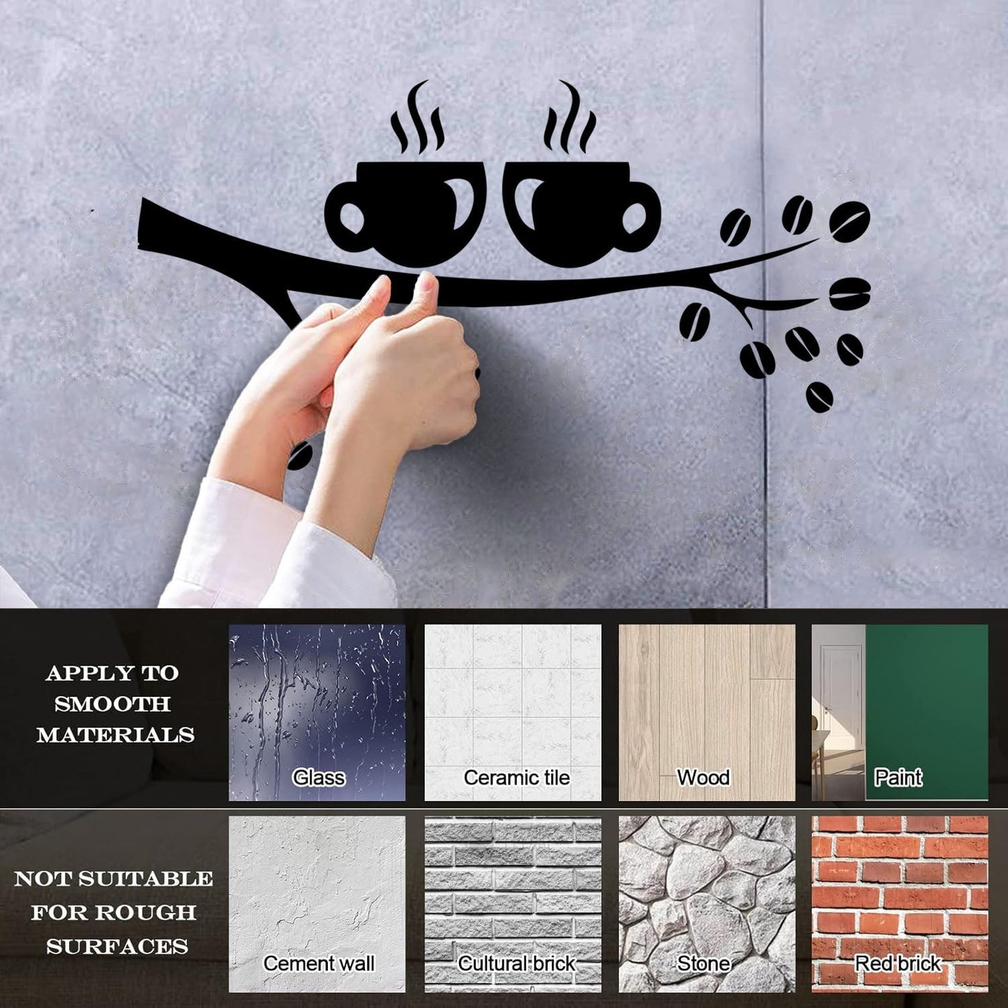 Branch Coffee Tree Cups Good Morning Engraving Stickers Can Modify And Add Information