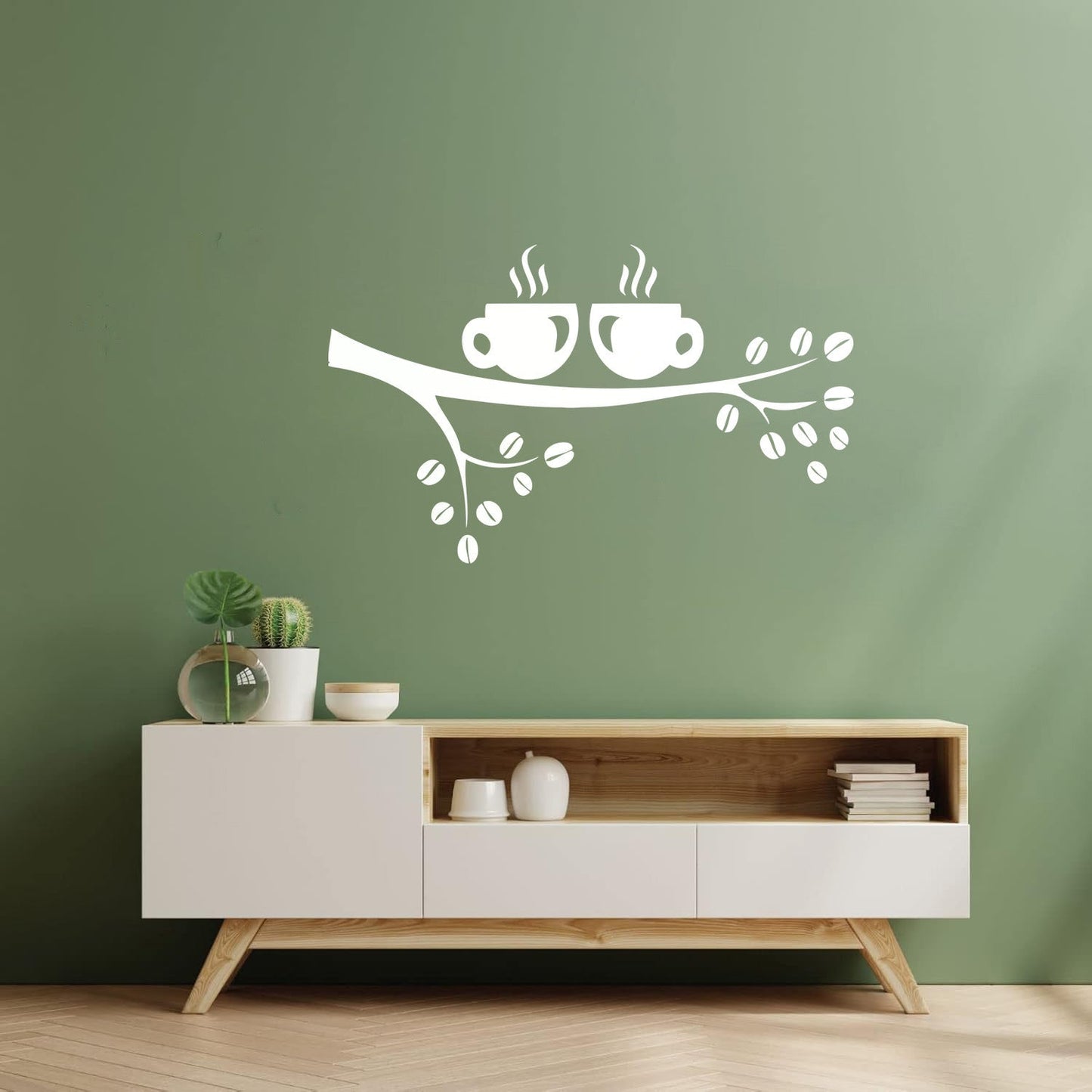 Branch Coffee Tree Cups Good Morning Engraving Stickers Can Modify And Add Information