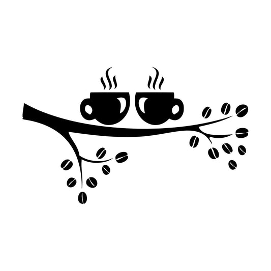 Branch Coffee Tree Cups Good Morning Engraving Stickers Can Modify And Add Information