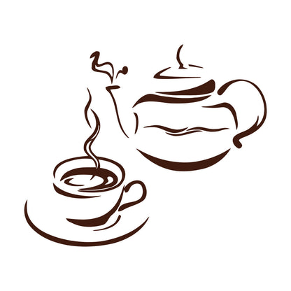 Lettering Decals Kitchen Tea Coffee Kettle Cup Restaurant Art Decoration
