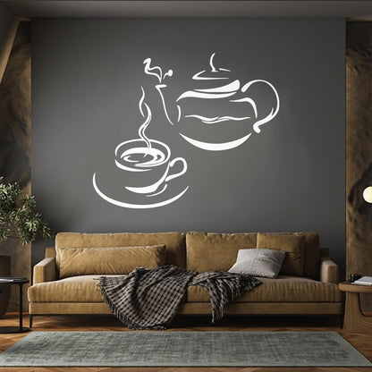 Lettering Decals Kitchen Tea Coffee Kettle Cup Restaurant Art Decoration
