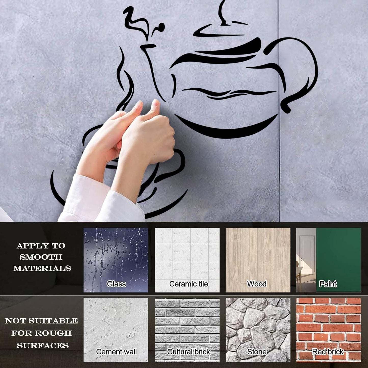 Lettering Decals Kitchen Tea Coffee Kettle Cup Restaurant Art Decoration