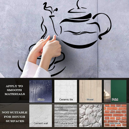 Lettering Decals Kitchen Tea Coffee Kettle Cup Restaurant Art Decoration