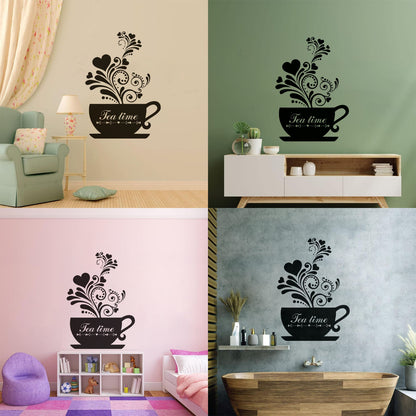 Wall Decals Pvc Tea Coffee Cup Cool Kitchen Wall Beautification