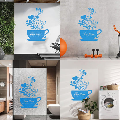 Wall Decals Pvc Tea Coffee Cup Cool Kitchen Wall Beautification