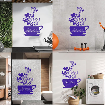 Wall Decals Pvc Tea Coffee Cup Cool Kitchen Wall Beautification