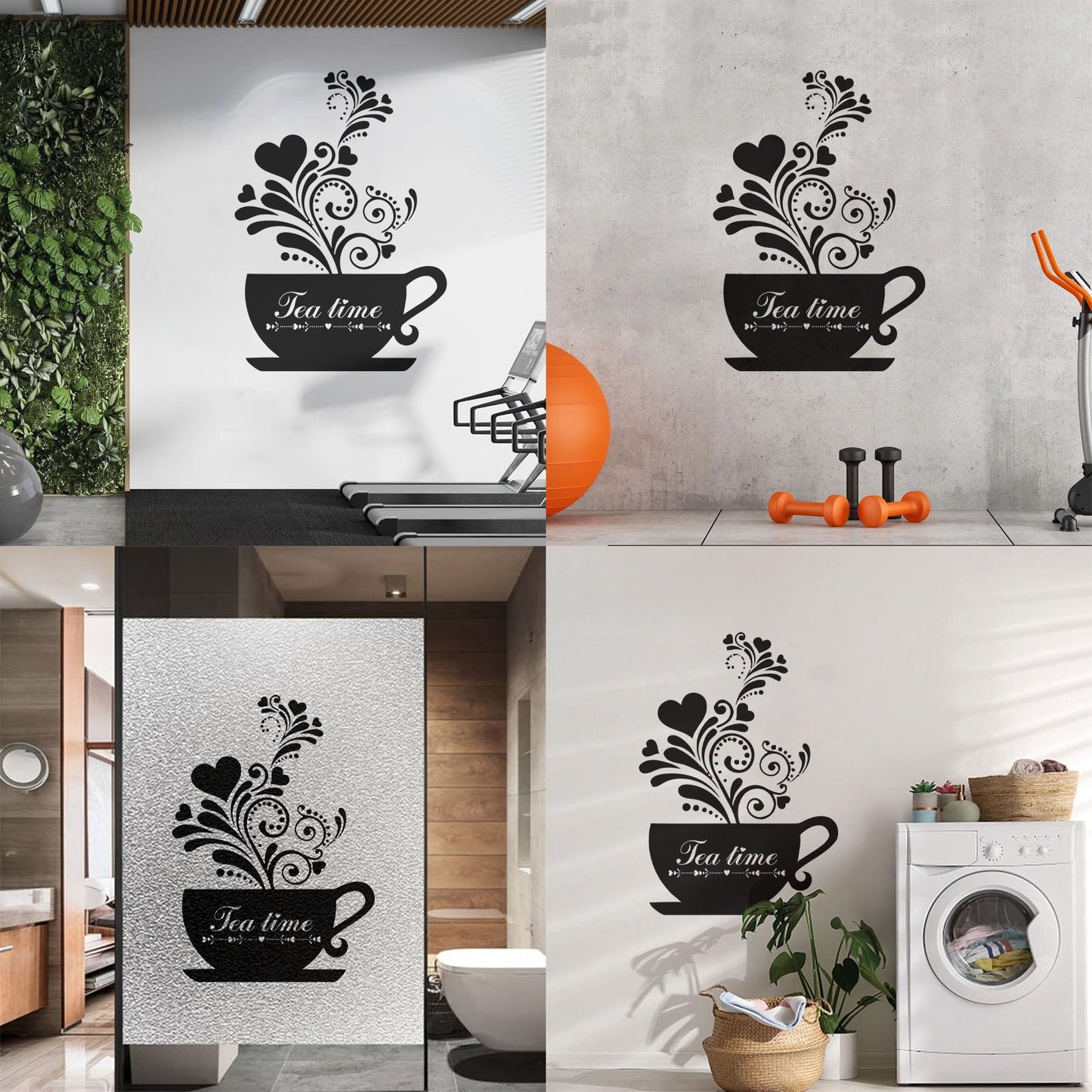 Wall Decals Pvc Tea Coffee Cup Cool Kitchen Wall Beautification