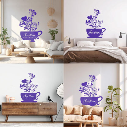 Wall Decals Pvc Tea Coffee Cup Cool Kitchen Wall Beautification