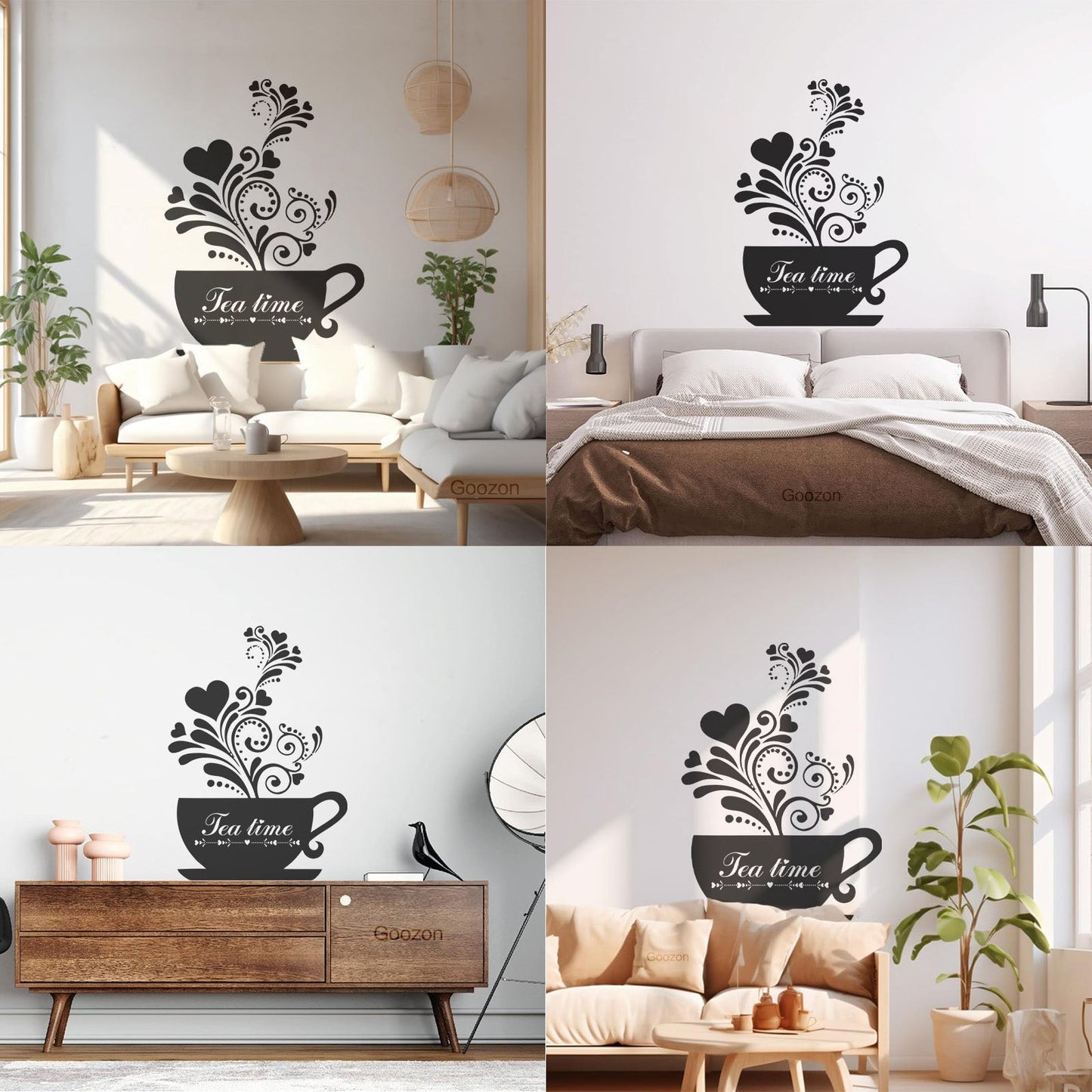Wall Decals Pvc Tea Coffee Cup Cool Kitchen Wall Beautification