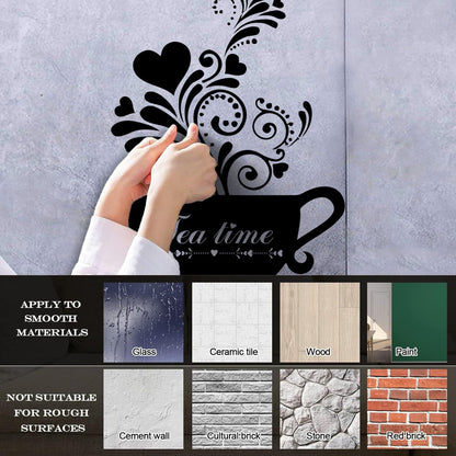 Wall Decals Pvc Tea Coffee Cup Cool Kitchen Wall Beautification