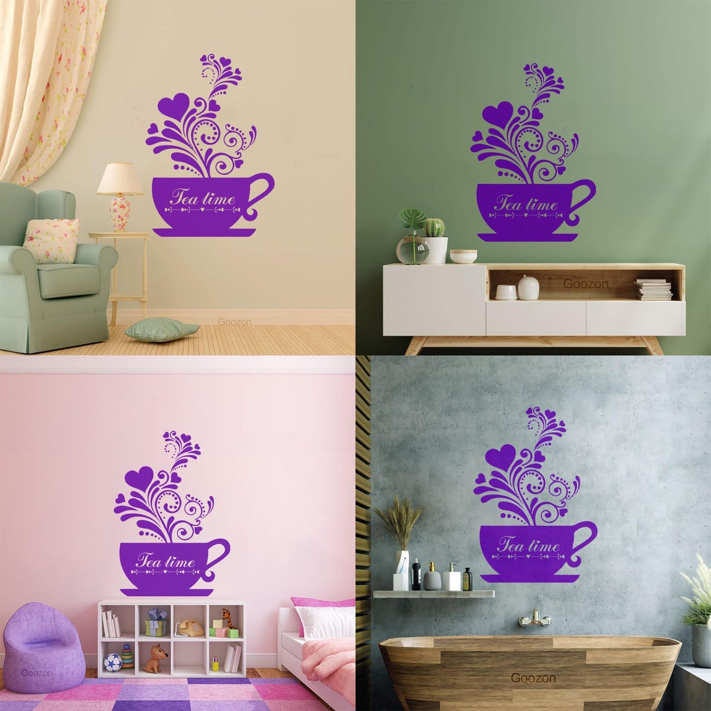 Wall Decals Pvc Tea Coffee Cup Cool Kitchen Wall Beautification