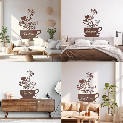Wall Decals Pvc Tea Coffee Cup Cool Kitchen Wall Beautification