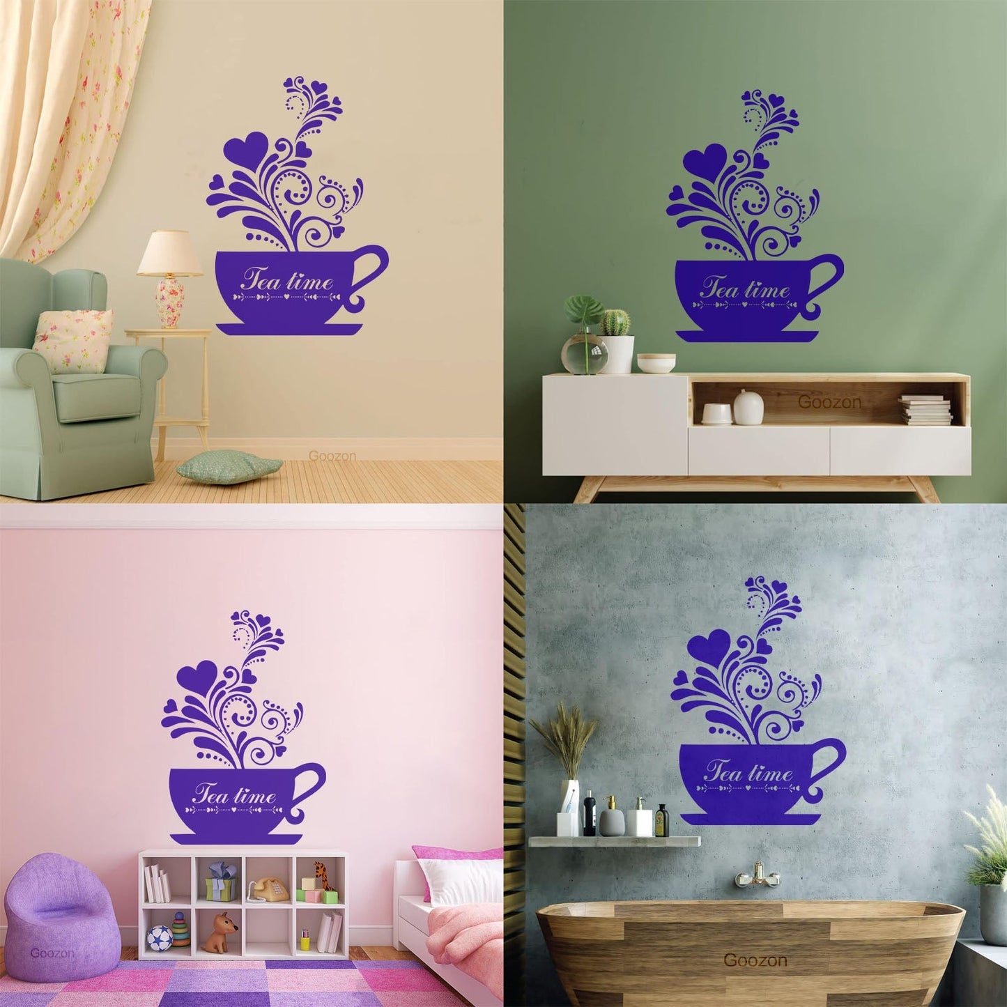 Wall Decals Pvc Tea Coffee Cup Cool Kitchen Wall Beautification