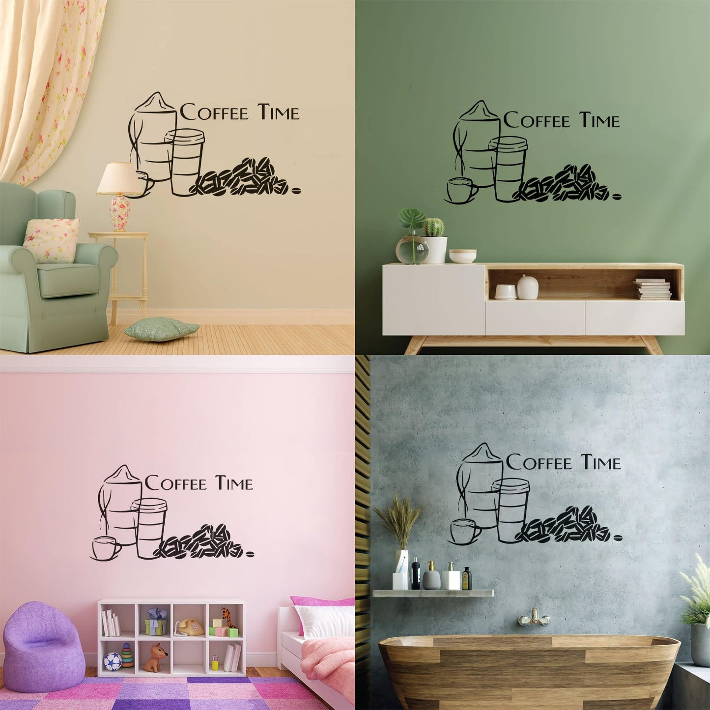 Lettering Stickers Great Quotes Kitchen Coffee Time Car Body Decoration