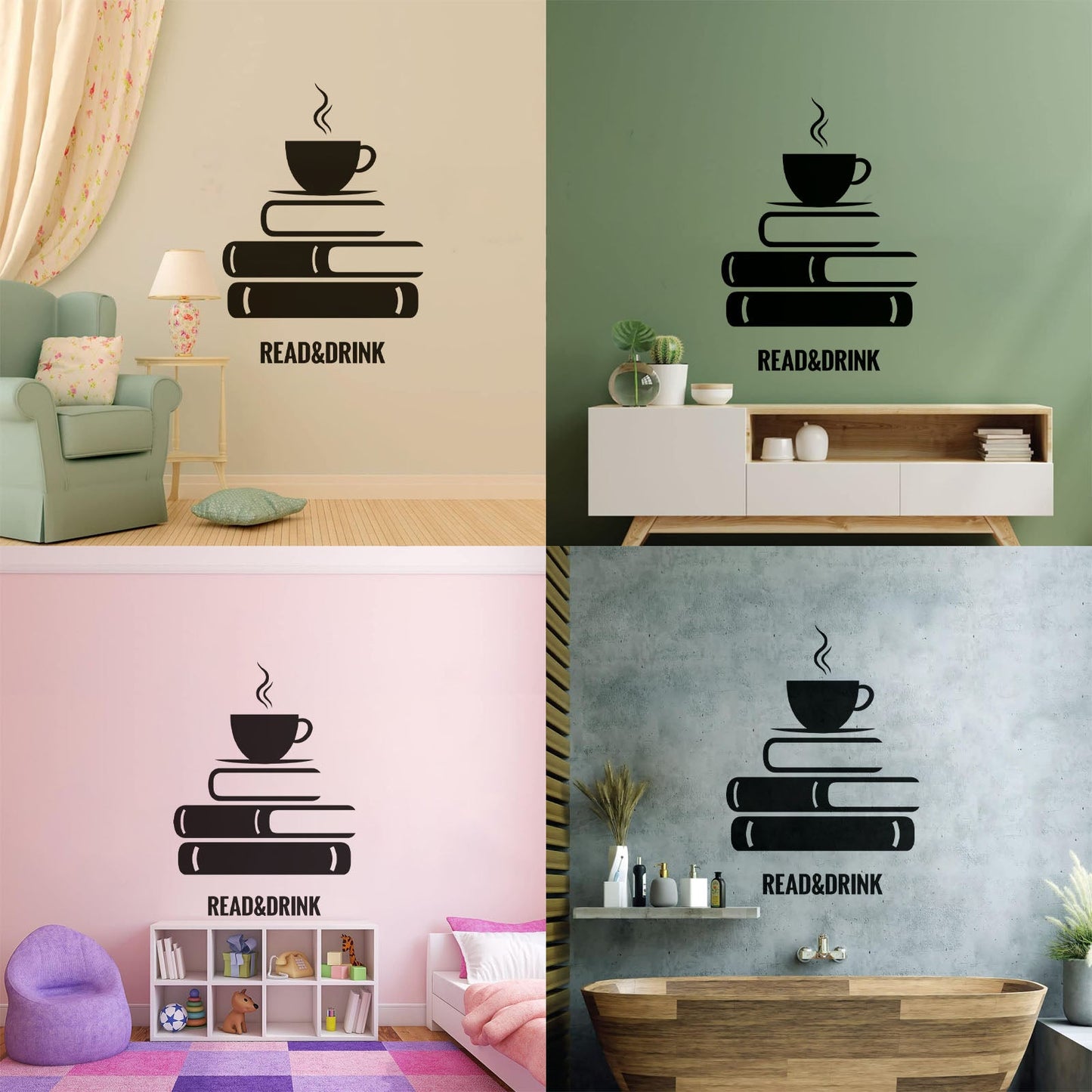 Wall Decals Paster Paper Book Coffee Reading Bookstore Window Decals