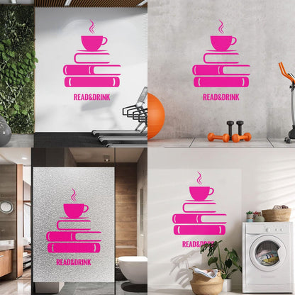 Wall Decals Paster Paper Book Coffee Reading Bookstore Window Decals
