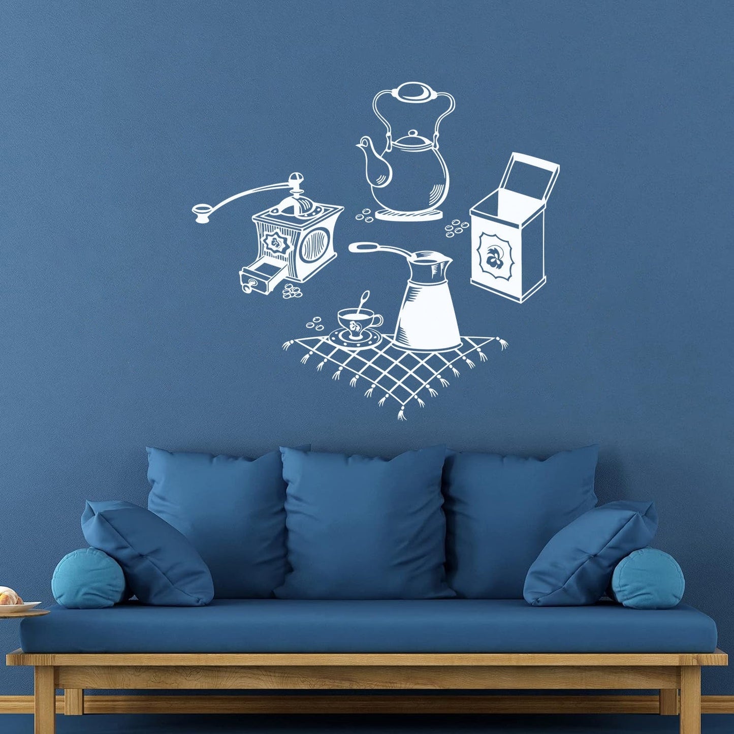 Vinyl Wall Stickers Coffee Grinder Maker Tea Maker Kitchen Glass Stickers