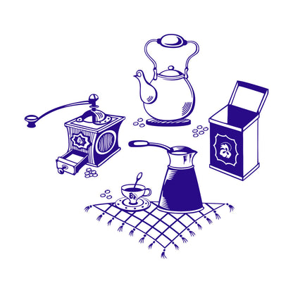 Vinyl Wall Stickers Coffee Grinder Maker Tea Maker Kitchen Glass Stickers