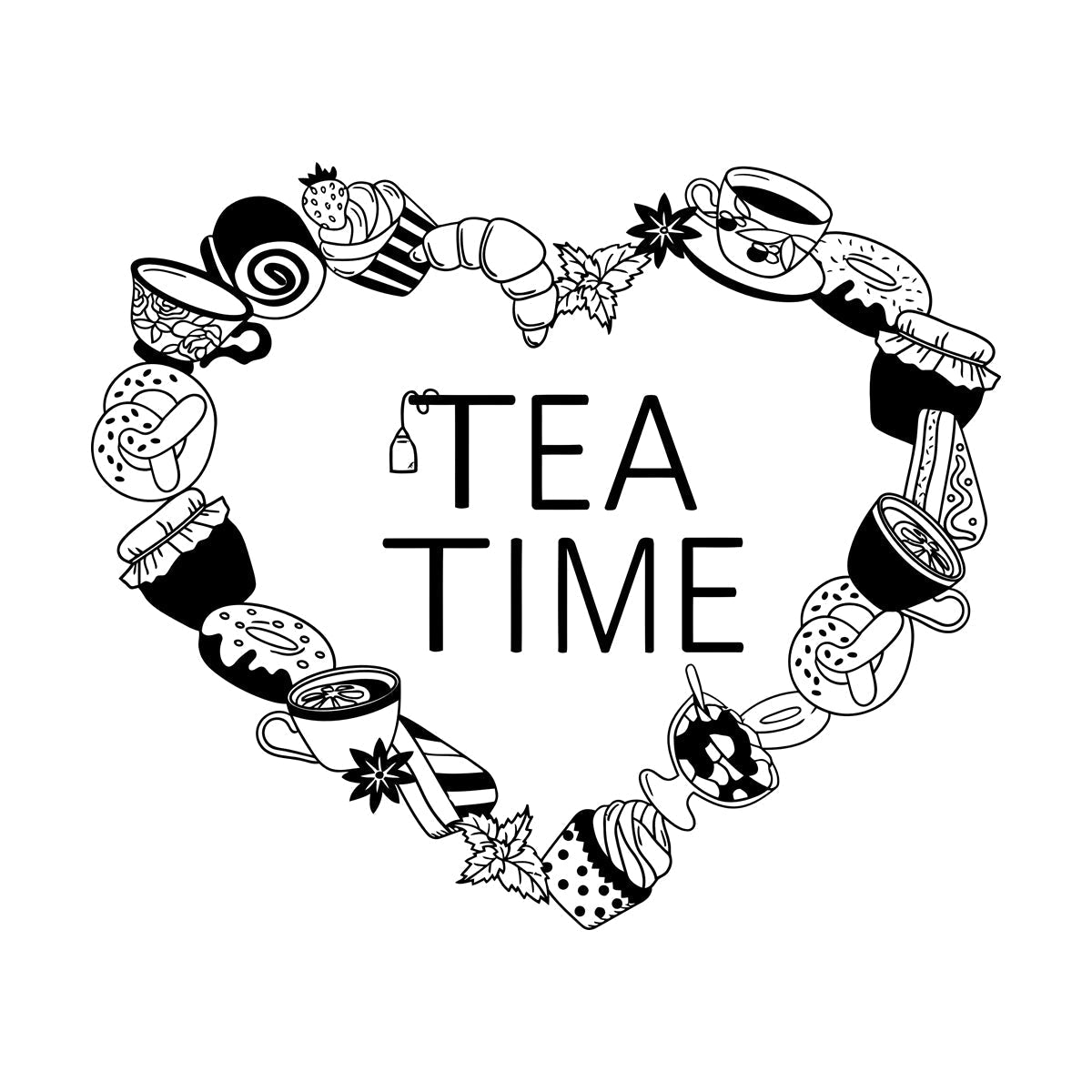 Vinyl Wall Decals Cookies Croissants Tea Coffee Pancake Tattoo Culture