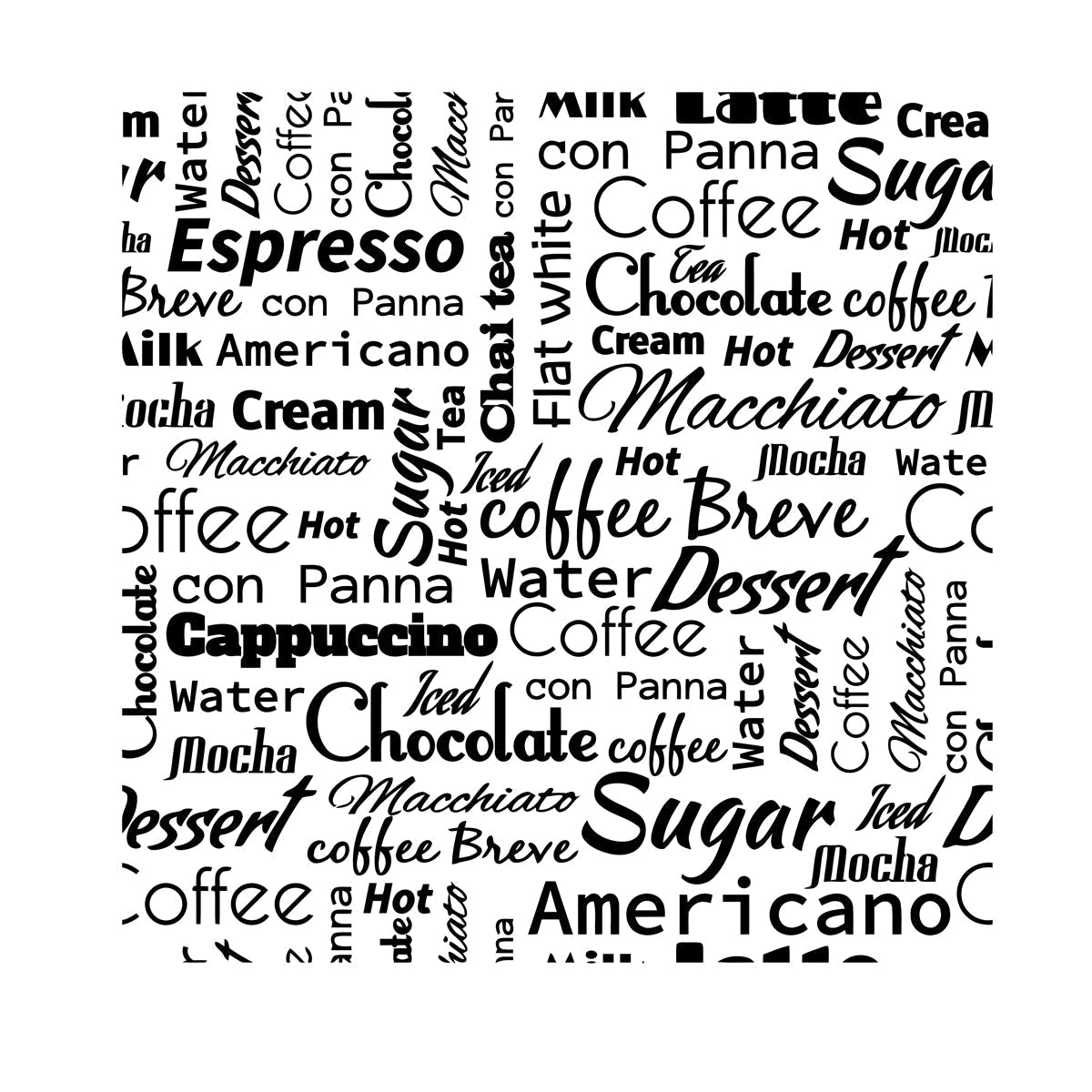 Mural And Wall Vinyl Decal Quote Words Coffee Dessert Tea Lettering Pattern Self Adhesive